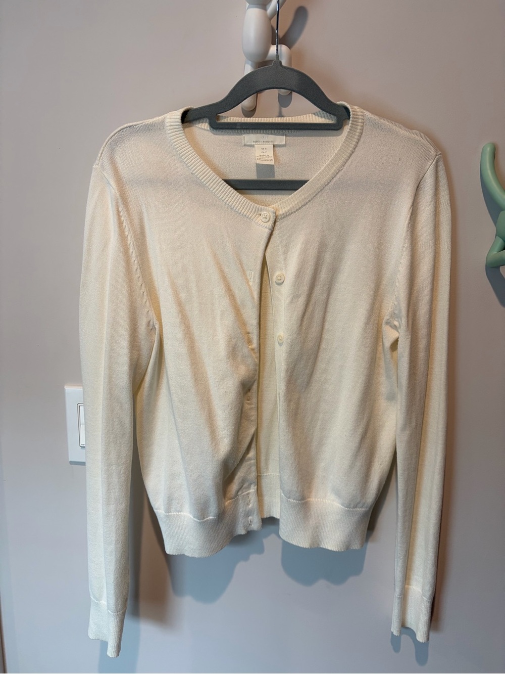 H&M Cream Crewneck Button-Front Cardigan Sweater